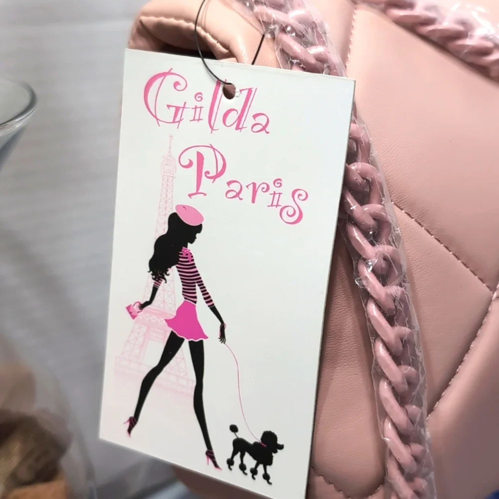 Gilda Paris G Logo Pink Quilted Women's Crossbody